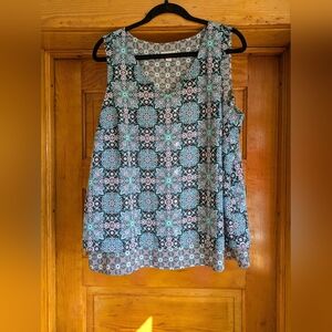 J. Jill Blue and Black Geometric Tank Top